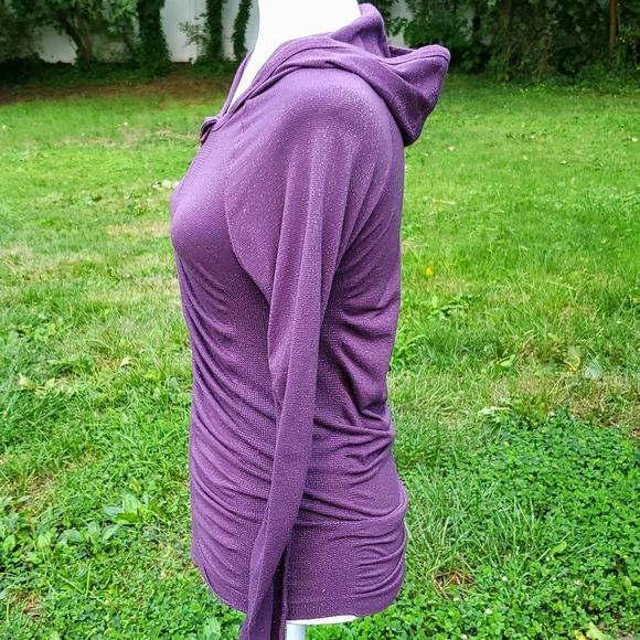 Athleta Sparkly Plum Zip Up Hoody Size S with matching headband! - Picture 8 of 10